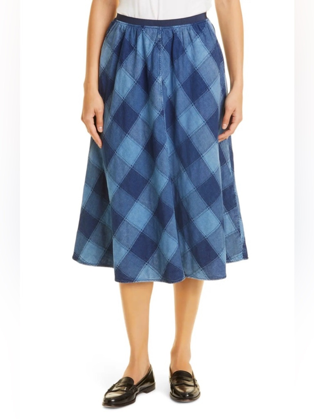 Baum and Pferdgarten Shreela Patchwork Denim Skirt Indigo